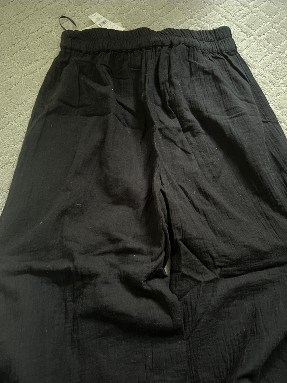Wide-Leg gauzy black elastic waist pant medium - Picture 5 of 5